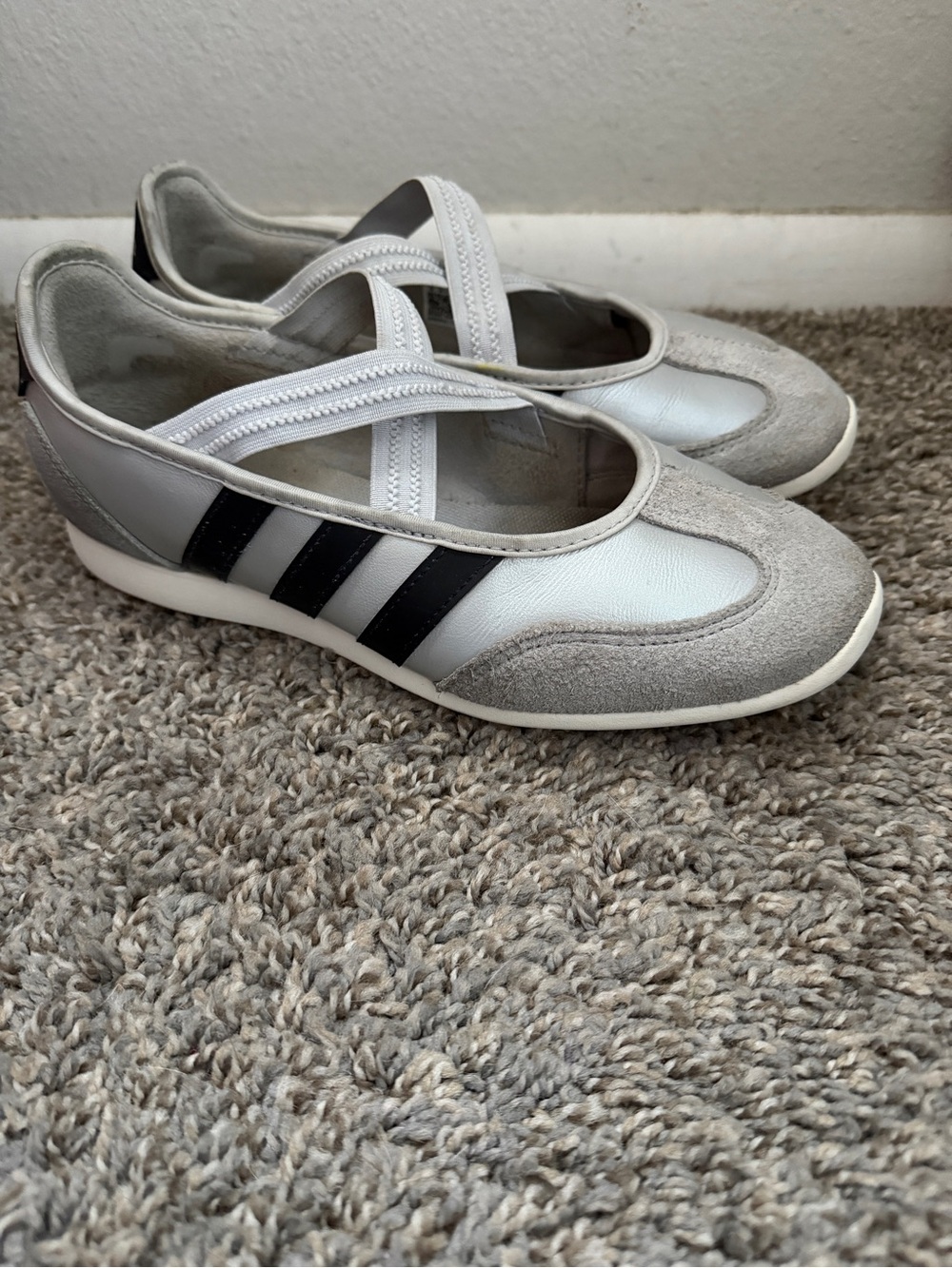 Size 8- Adidas Barreda Mary Jane Silver Sneakers Flats Metallic